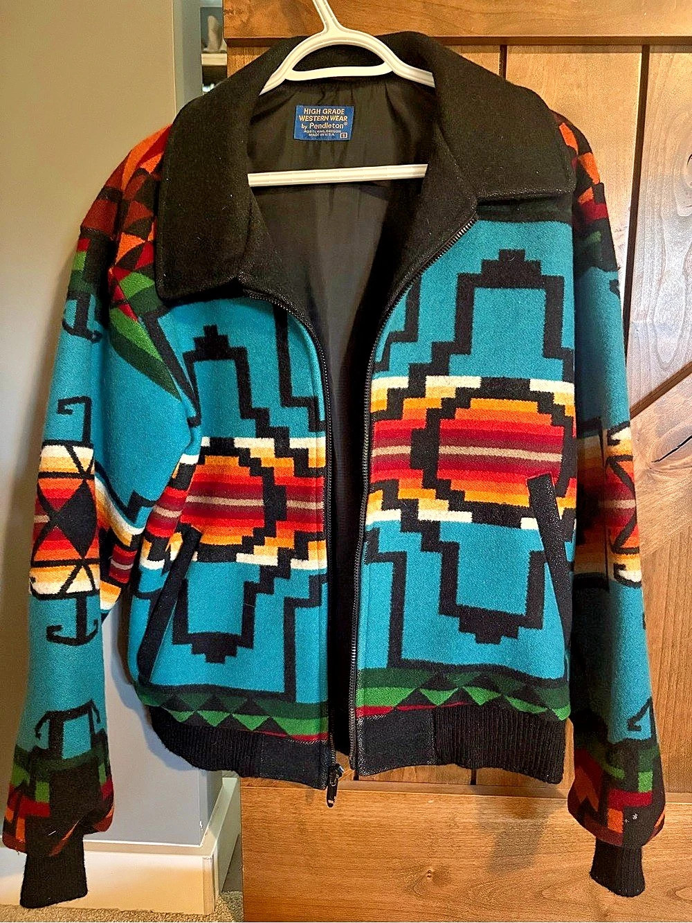 Vintage Pendleton High Grade Western Wear Southwestern Wool Bomber Jacket Small
